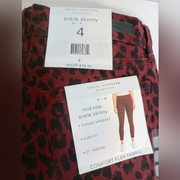 NWT Women's Social Standard Ankle Skinny Jeans, Sketchy Cheetah, size 4 - Picture 6 of 6